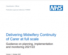 Delivering Midwifery Continuity of Carer at full scale: Guidance on planning, implementation and monitoring 2021/22